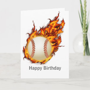 Cartão Bola Personalizada de Baseball em Fogo
