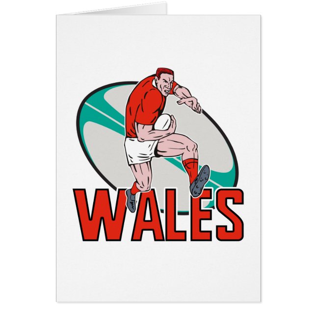 Cartão Bola running Wales do jogador do rugby de Galês (Frente)