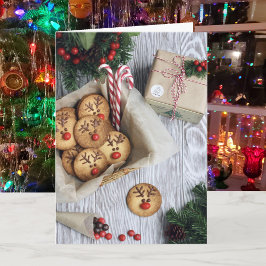 Cartão Bolachas de Natal Folha de Notícias Foto Saudação