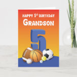 Cartão Bolas de Aniversário do 5<br><div class="desc">Cumprimente seu neto um feliz aniversário de 5 e compartilhe com ele uma mensagem engraçada quando ele celebrar este dia. Para fazer isso,  você pode simplesmente enviar este cartão quando o dia especial dele chegar.</div>