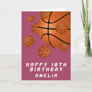Cartão Bolas de Basquete Feminino Aniversário Personaliza