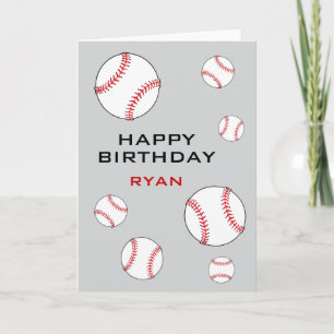 Cartão Bolas de Beisebol Personalizadas Feliz Aniversário