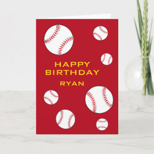 Cartão Bolas de Beisebol Personalizadas Feliz Aniversário