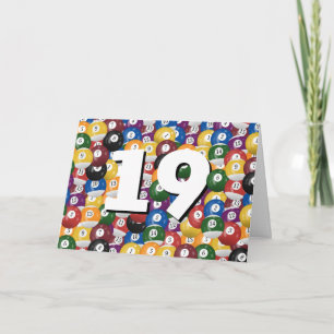 Cartão Bolas de Bilhar Para 19º Aniversário