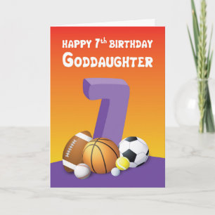 Cartão Bolas de Esportes de Aniversário da 7