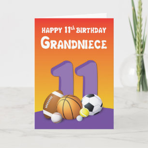 Cartão Bolas de Esportes de Aniversário de 11