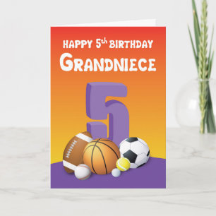 Cartão Bolas de Esportes de Aniversário de 5