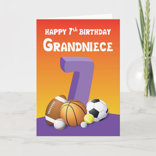 Cartão Bolas de Esportes de Aniversário de 7 (Frente)