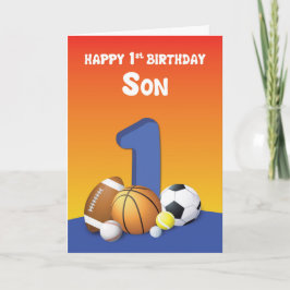 Cartão Bolas de esportes de primeiro aniversario