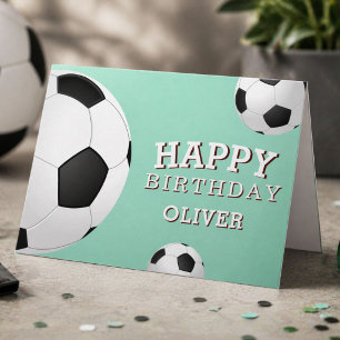 Cartão Bolas de Futebol Sports Feliz Aniversário Crianças