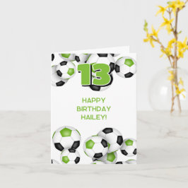 Cartão bolas de futebol verdes brilhantes crianças feliz