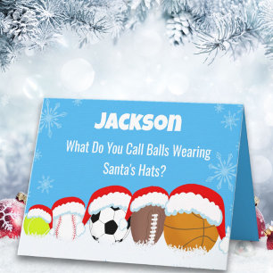 Cartão Bolas de Natal em Papais noeis Hat Riddle