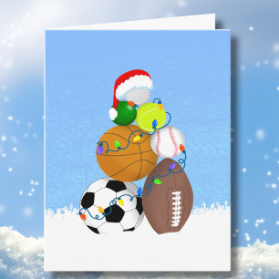 Cartão Bolas Esportivas De Natal Empilhadas Como Árvore D