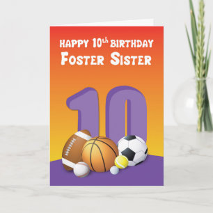 Cartão Bolas Esportivas para Aniversário de 10 anos da Ir