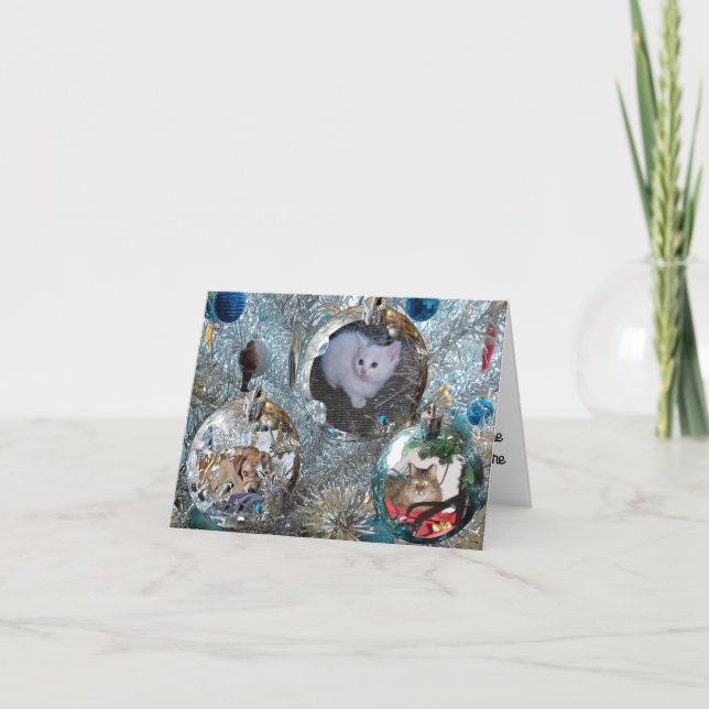 Cartão Bolas na placa de árvore da Tinsel (Frente)