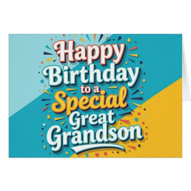 Cartão Bold and Bright Birthday Card for Great Grandson (Frente Horizontal)