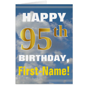 Cartão Bold, Cloudy Sky, Faux Gold 95th Birthday + Name