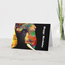 Cartão Bold Colorful Elephant Head Retrato Aniversário
