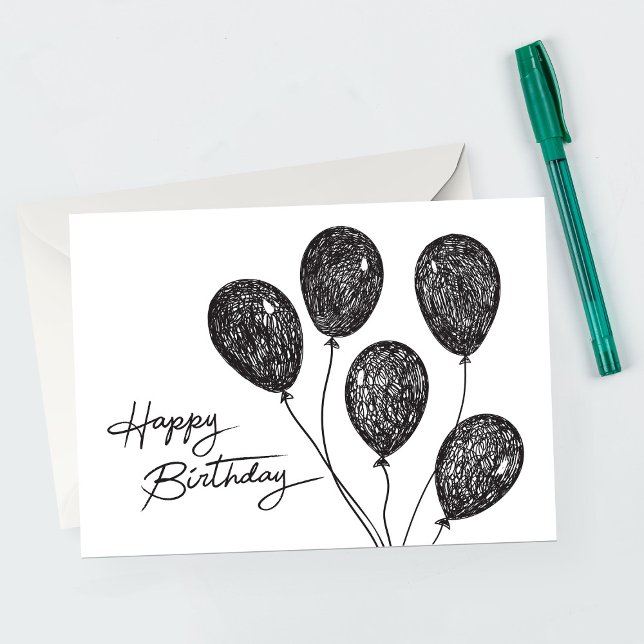 Cartão Boletim de aniversário do Sketday Balloons (Criador carregado)