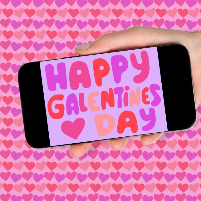Cartão Bolha do Dia das Galentinas Letra Groovy Retro Dig (Happy Galentines Day Bubble Letters Groovy Retro Digital Card Online Email Colorful Love  ecard)