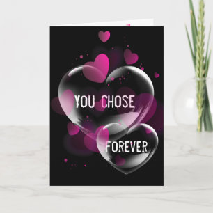 Cartão Bolhas de Coração de Aniversário em Preto