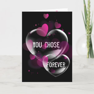 Cartão Bolhas de Coração de Aniversário em Preto