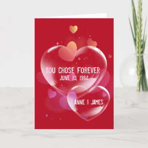 Cartão Bolhas de Coração do Aniversário em Vermelho