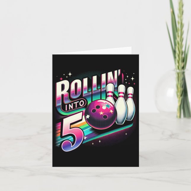 Cartão Boliche Aniversário Rollin Em 5 Festas 5 (Frente)