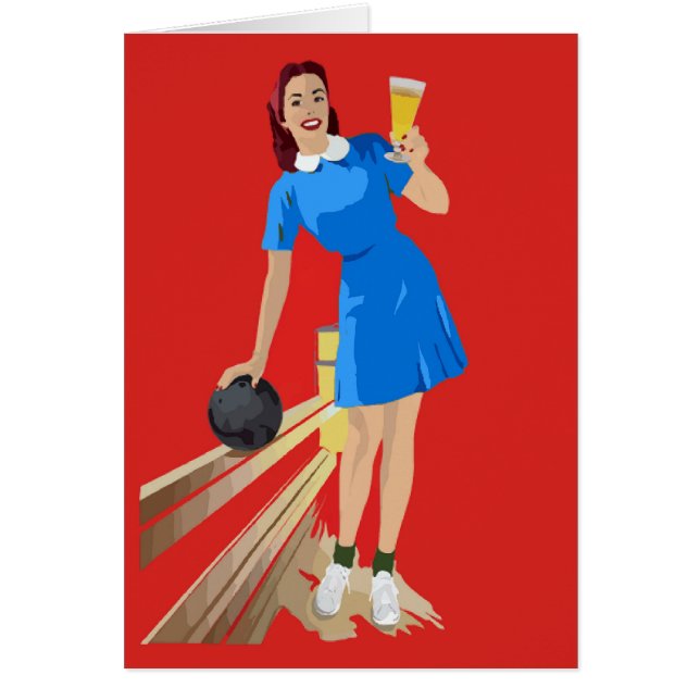 Cartão Boliche, Cerveja, Divertido (Frente)