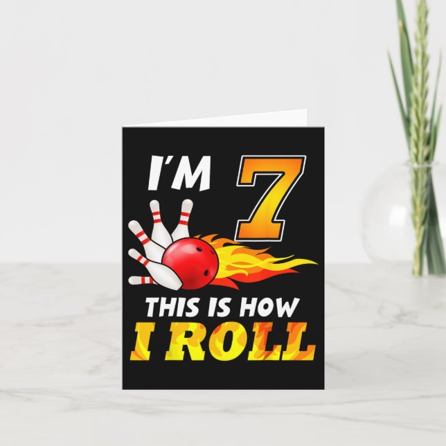 Cartão Boliche De Aniversário De 7 É Assim Que Eu Rolo 7  (Frente)