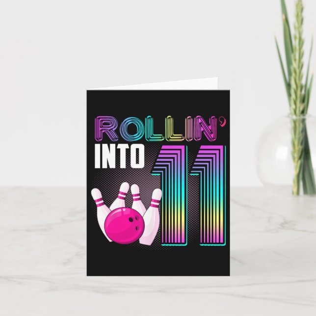 Cartão Boliche Festa Rollin' Na Garota B de aniversário d (Frente)