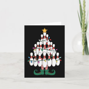 Cartão Boliches Elves Pin Strike Árvore de Natal Luzes Xm