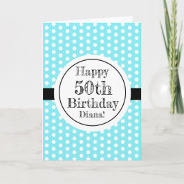 Cartão Bolinhas Azuis E Brancas 50º Aniversário