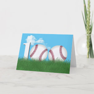 Cartão Bolinhas de Beisebol no Aniversário de 100 Anos em
