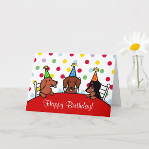 Cartão Bolinhas de Cartoons Birthday Dachshund
