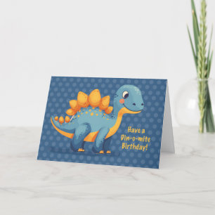 Cartão Bolinhas de dinossauro dinossauro de garotinha