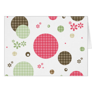 Cartão Bolinhas De Gingham Bonitas Com Flores De Margarid