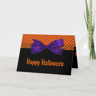 Cartão bolinhas Laranja Roxo Negro Halloween