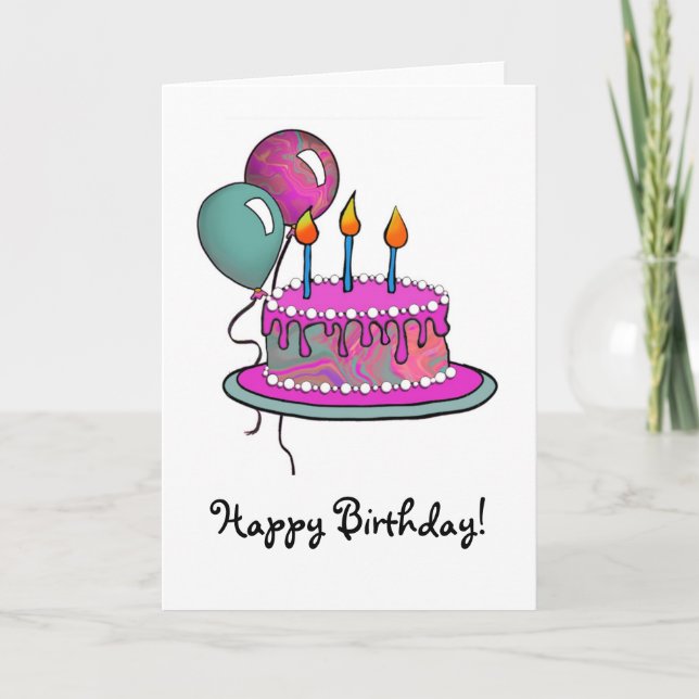 Cartão Bolo-013 Magenta e Turquesa (Frente)