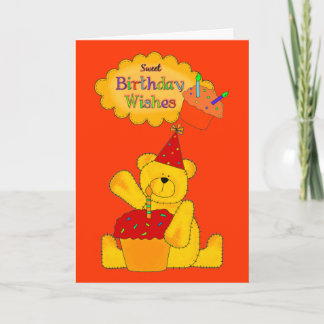 Cartão Bolo 1 do urso do feliz aniversario dos meninos do