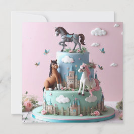 Cartão BOLO aniversário de criança com TEMA CUTE PONY