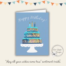 Bolo Azul "Feliz Aniversário"