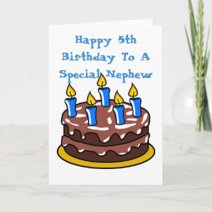 Cartão Bolo de 5º Aniversário para um Sobrinho Especial