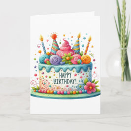 Cartão Bolo de aniversário