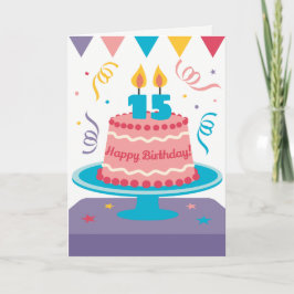 Cartão Bolo de Aniversário 15