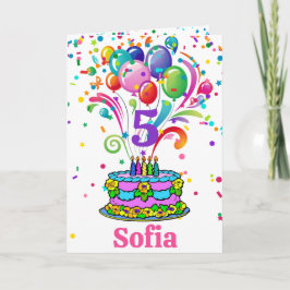 Cartão Bolo de Aniversário Adicionar Nome de Criança Fora