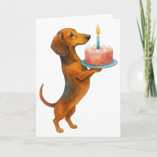 Cartão Bolo de aniversário cachorrinho dachshund cachorro