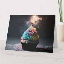 Bolo de Aniversário com Fogo Arco-íris Pastel