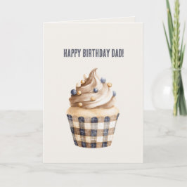 Cartão Bolo de Aniversário Cupcake Creme Dourado Azul