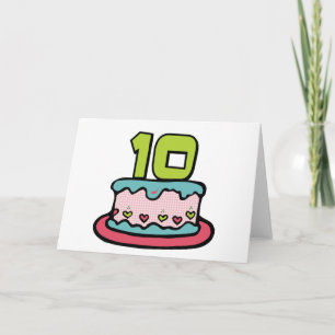 Cartão Bolo de aniversário da criança de 10 anos